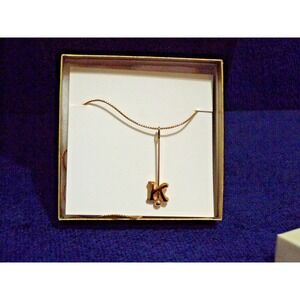 Avon 1983 Monogram Pendant Gold Tone 20" Necklace  Initial Letter "K" Vintage
